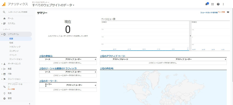 GoogleAnalyticsリアルタイムレポート