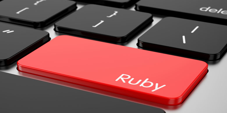 Red Enter button with machine code language Ruby