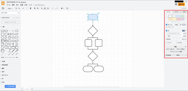 draw.ioの使い方_スタイルの調整