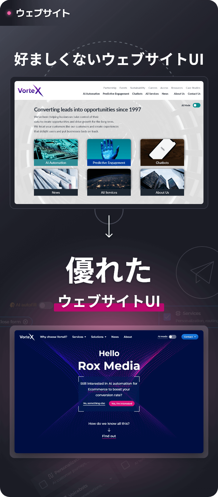 website before and after